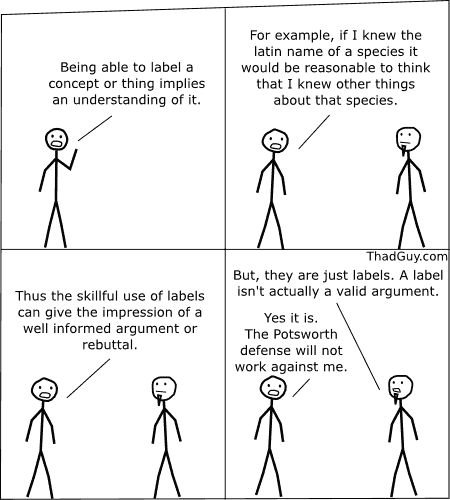 Being able to label a concept or thing implies an understanding of it