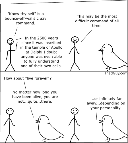 Know thy self is a bounce-off-walls crazy command